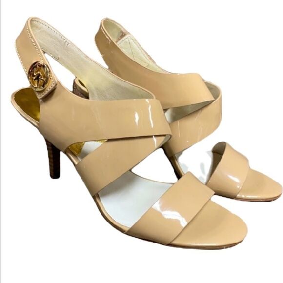 Michael Kors Nude Patent Joselle Open Toe Pump - Picture 1 of 12